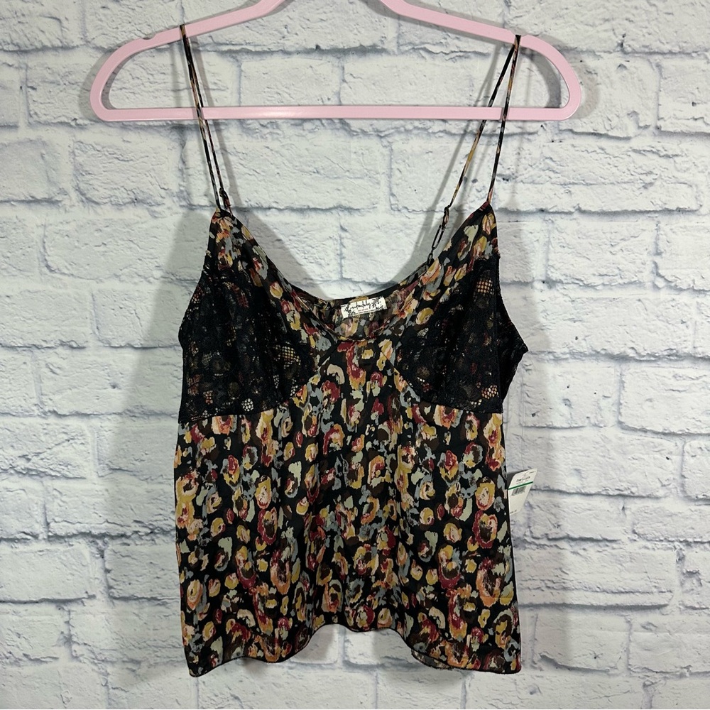 NWT Intimately Free People Little Dreams Floral Lace Trim Sleeveless Cami Top Lg